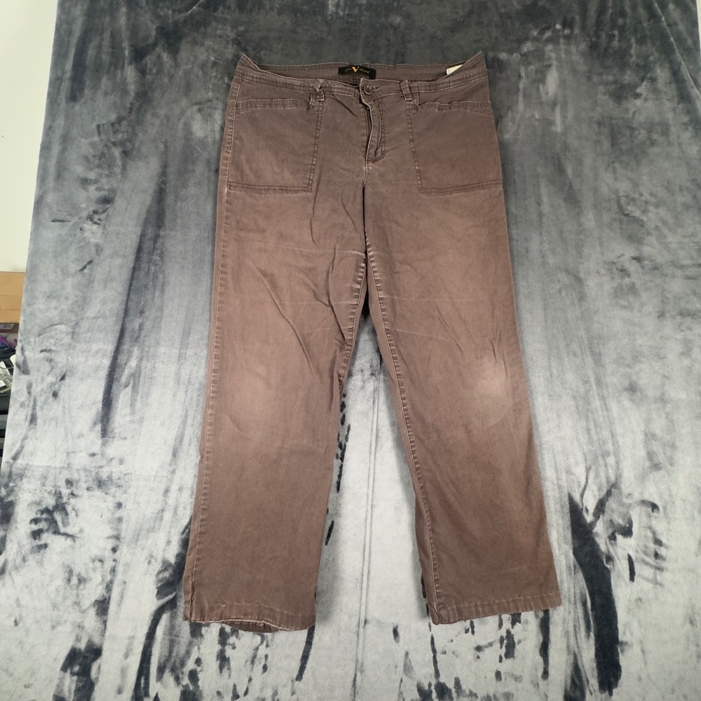 Gloria Vanderbilt Pants Womens 14P Brown Straight Leg Stretch Patch Pocket